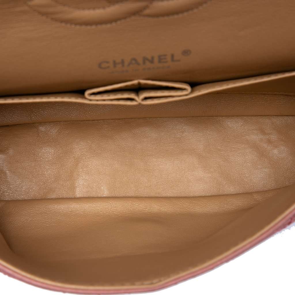 Chanel Medium Classic Washed Lambskin Bijoux Chain Double Flap Pink Leather Very good - Model View