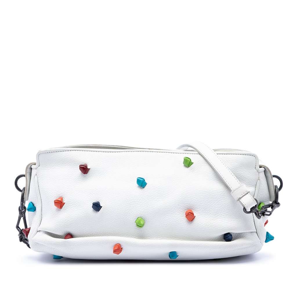 Bottega Veneta Grained Calfskin Toggle Crossbody White Leather Very good condition - Front View