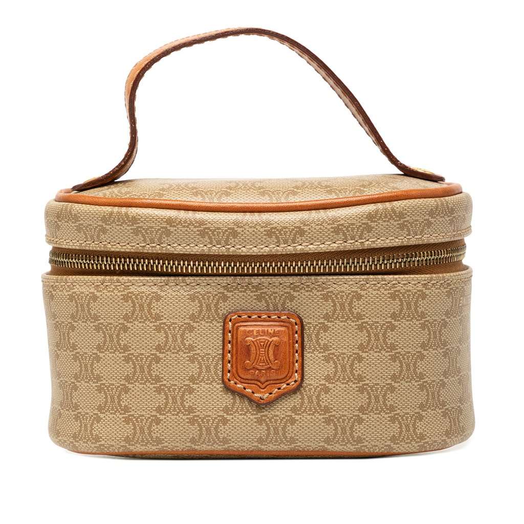 Celine Mini Macadam Coated Canvas Vanity Bag Beige Very good - Front View