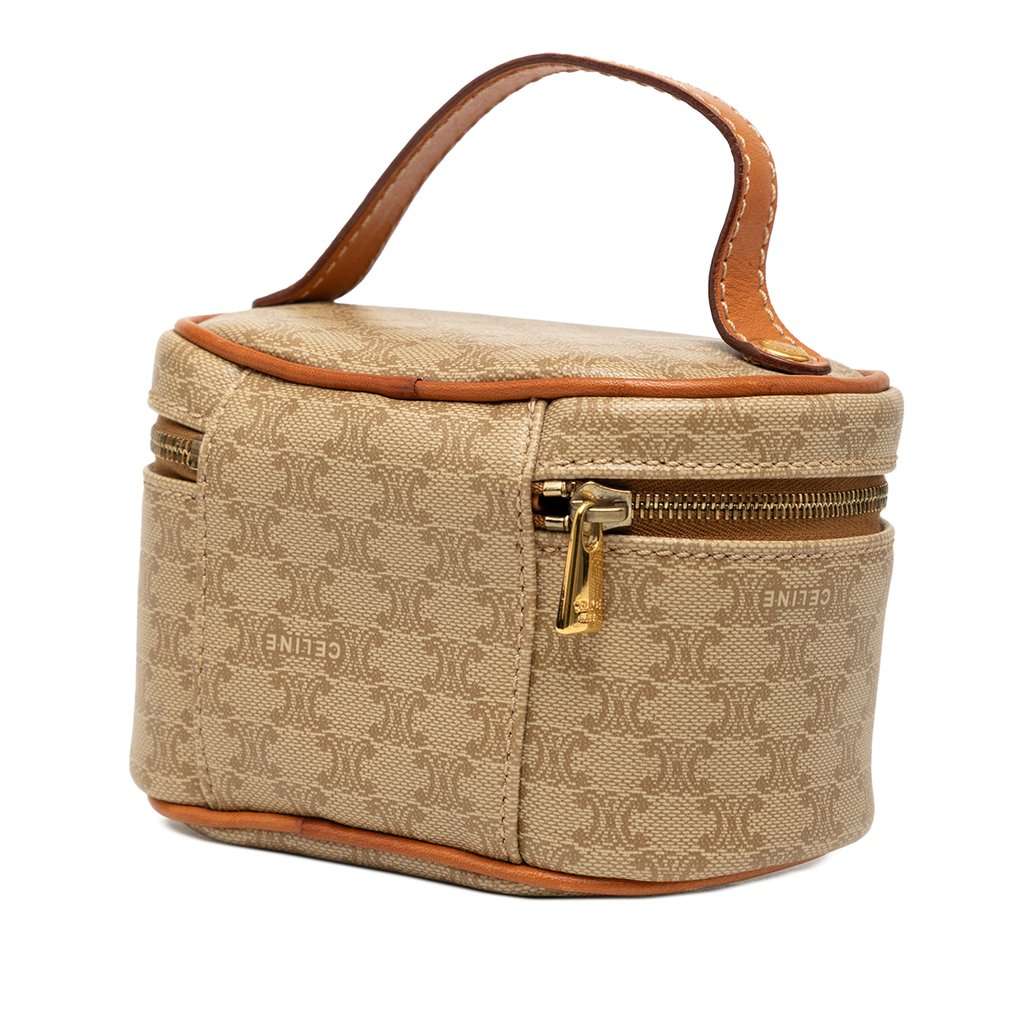 Celine Mini Macadam Coated Canvas Vanity Bag Beige Very good - Back View
