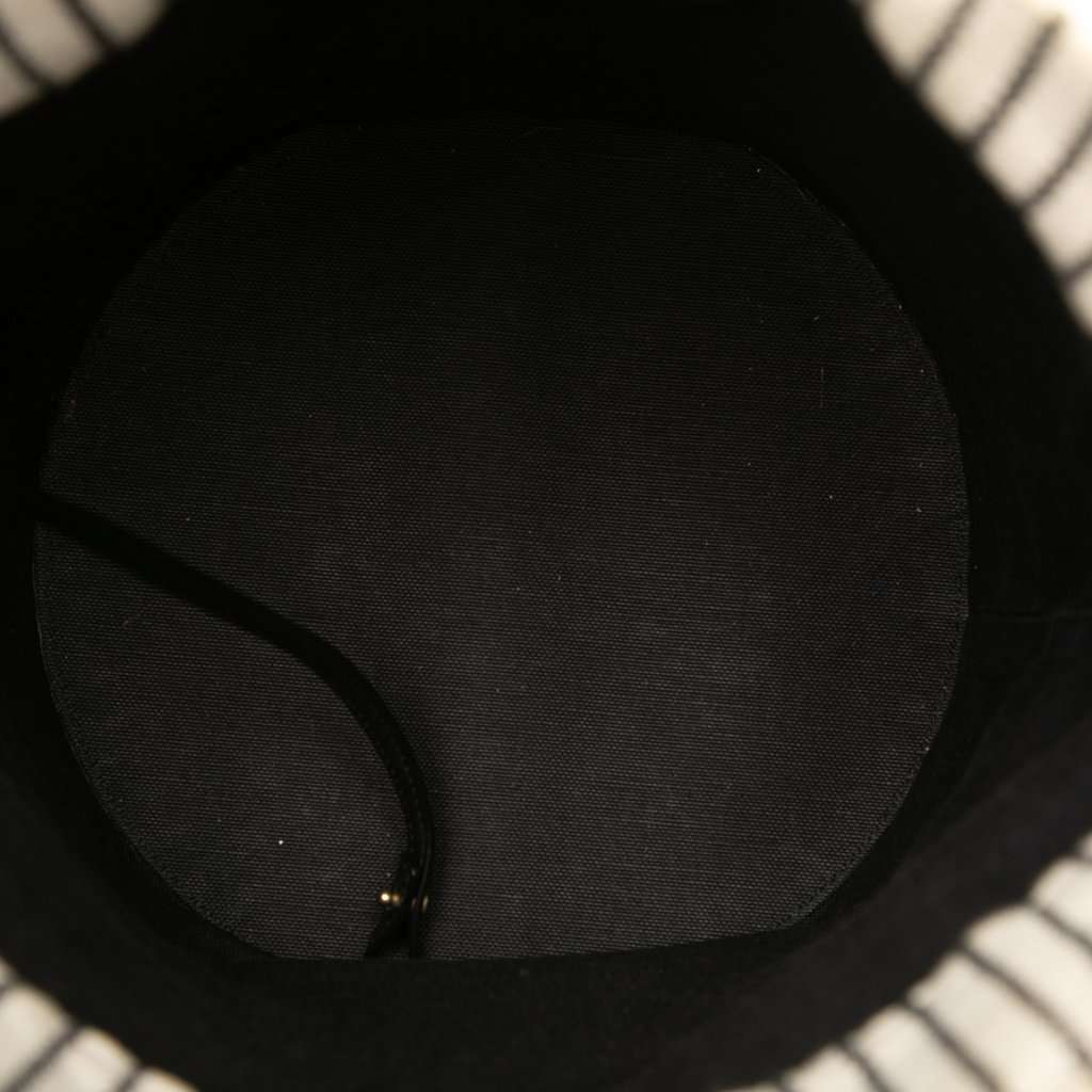 Saint Laurent Striped Canvas Rive Gauche Bucket Bag White Very good - Model View