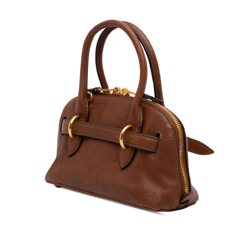Miu Miu Mini Nappa Aventure Satchel Brown Leather Very good - Back View