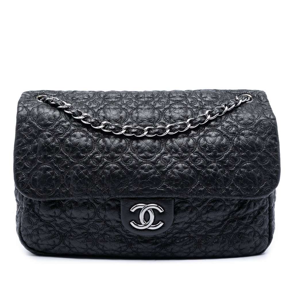 Chanel Jumbo Quilted Vinyl Rock In Moscow Single Flap Black Plastic Very good condition - Front View
