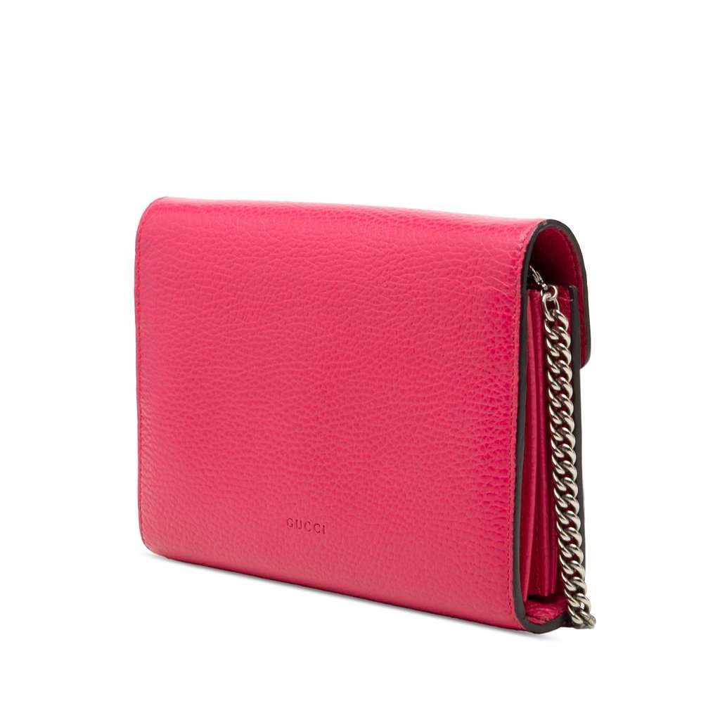 Gucci Calfskin Dionysus Wallet on Chain Pink Leather Very good condition - Back View