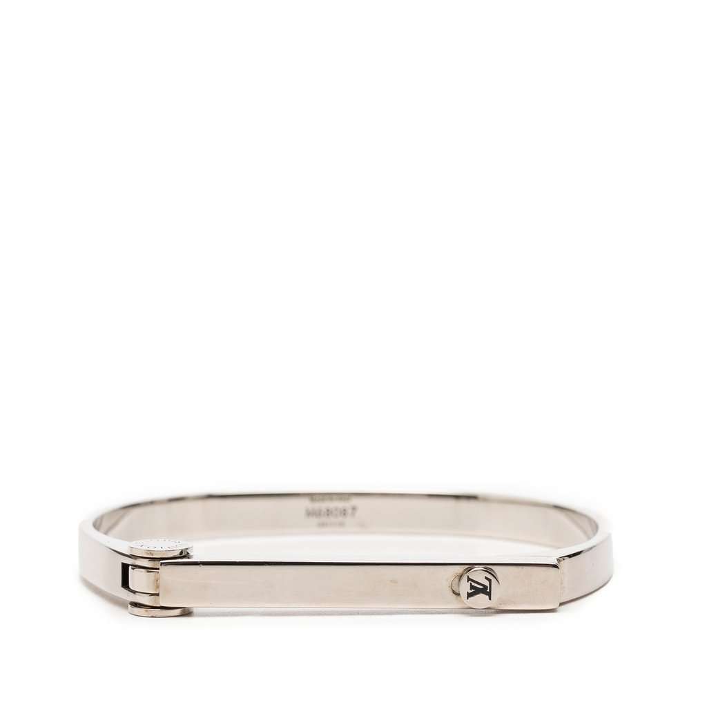 Louis Vuitton Brass Hinge Lock Bangle Silver Metal Very good - Front View