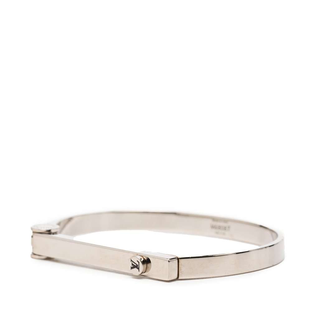 Louis Vuitton Brass Hinge Lock Bangle Silver Metal Very good - Back View