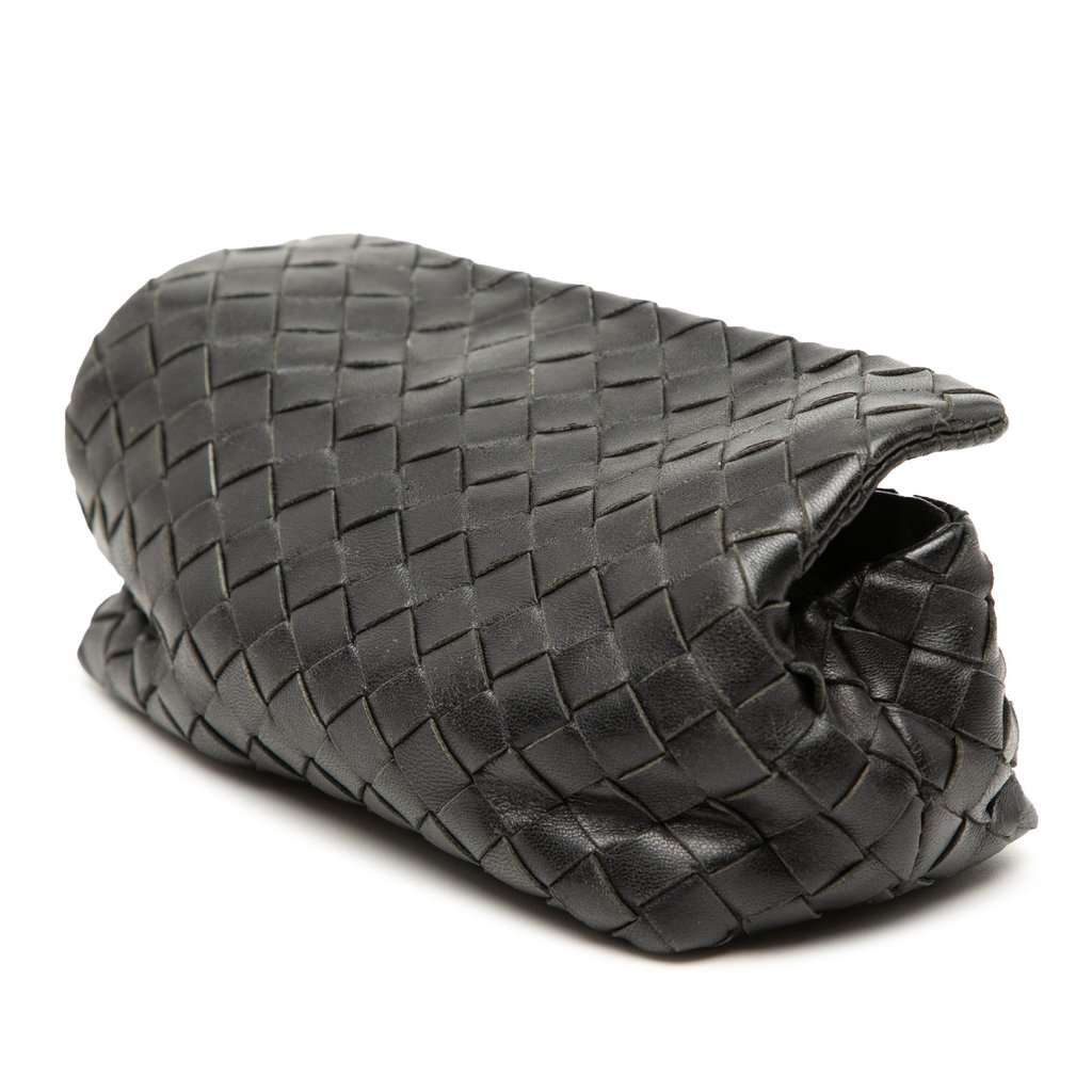 Bottega Veneta Intrecciato Flap Pouch Black Leather Very good condition - Back View