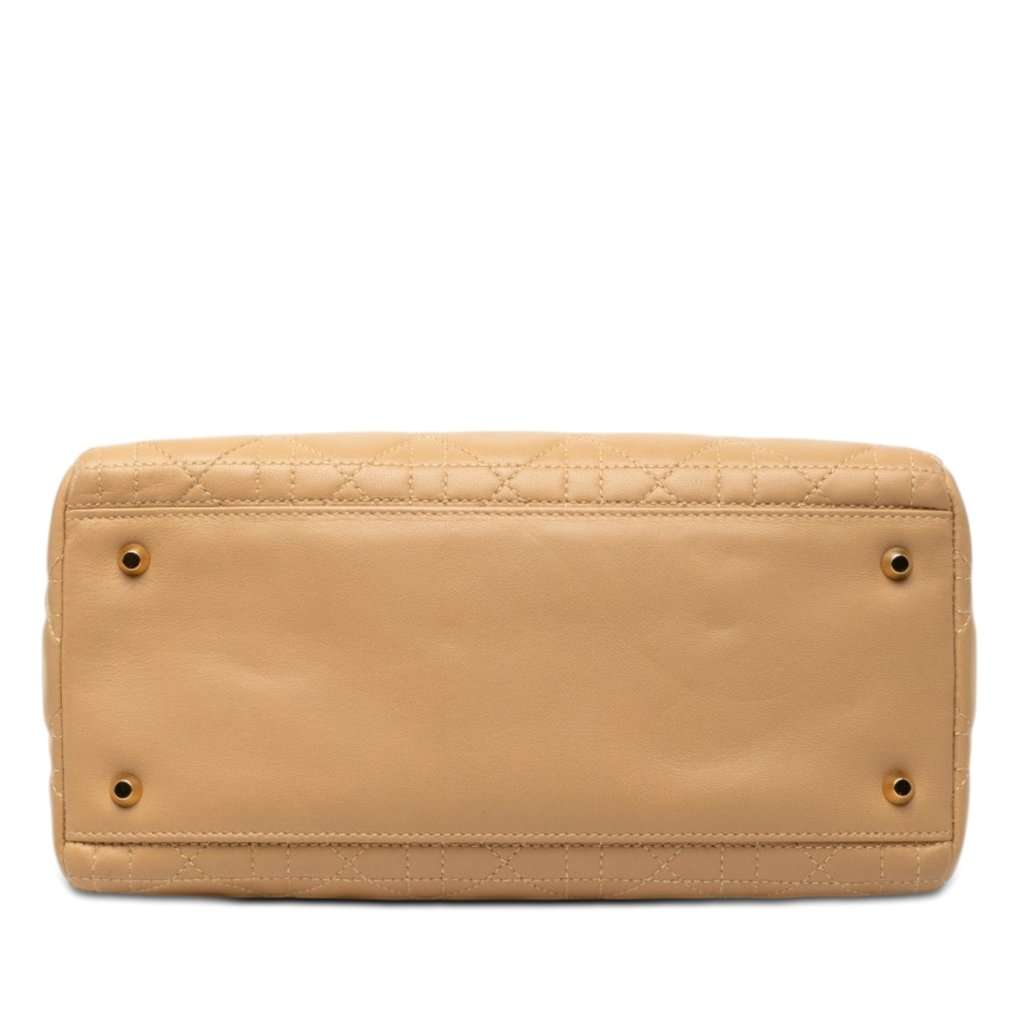 Dior Medium Lambskin Cannage Lady Dior Beige Leather Very good condition - Inside View