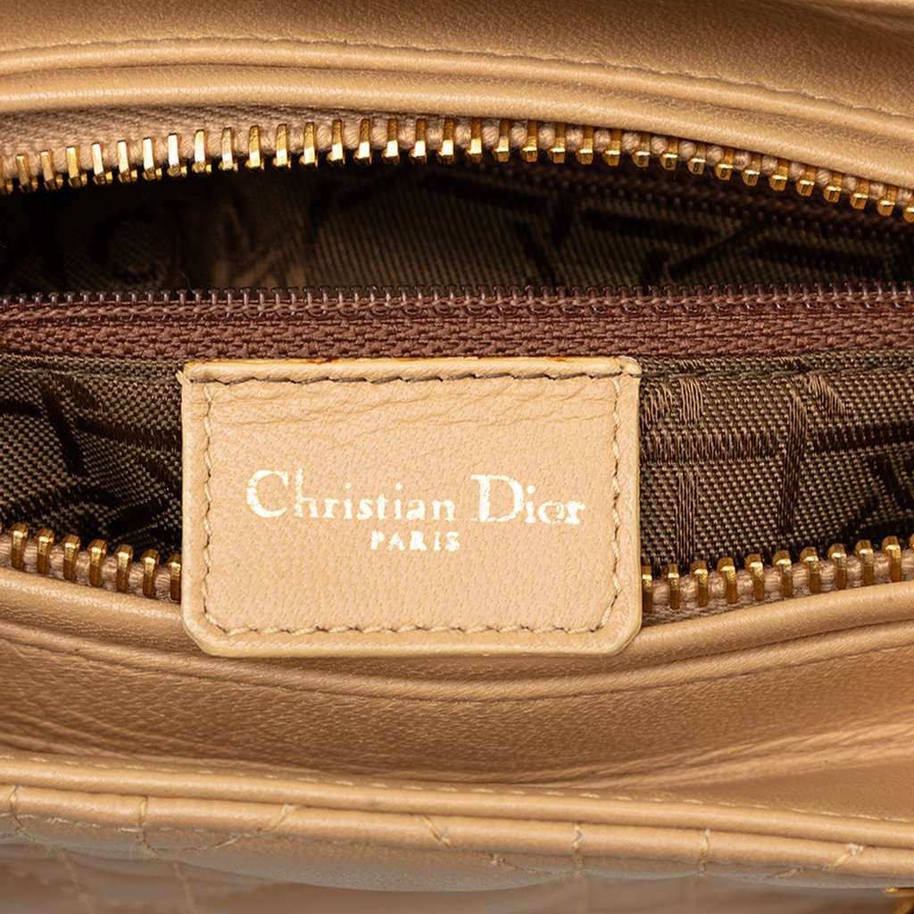Dior Medium Lambskin Cannage Lady Dior Beige Leather Very good condition - Box View