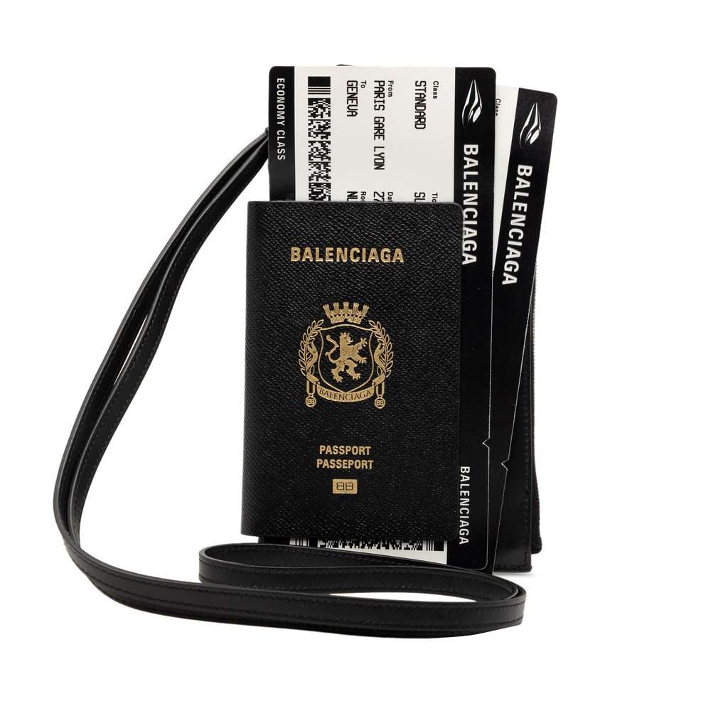 Balenciaga Leather Passport Phone Case Holder Black Leather Very good condition - Front View