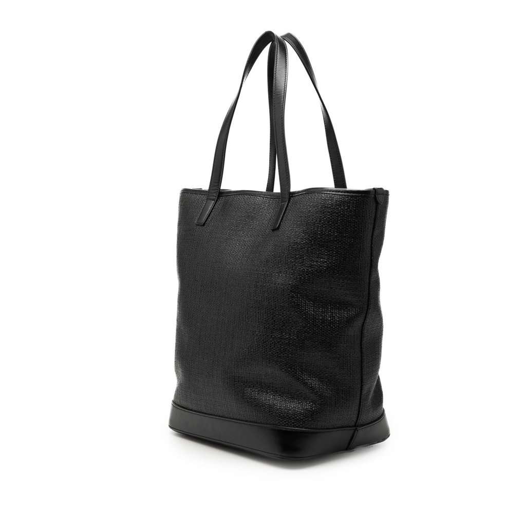 Saint Laurent Raffia Teddy Shopping Tote Black Very good condition - Back View