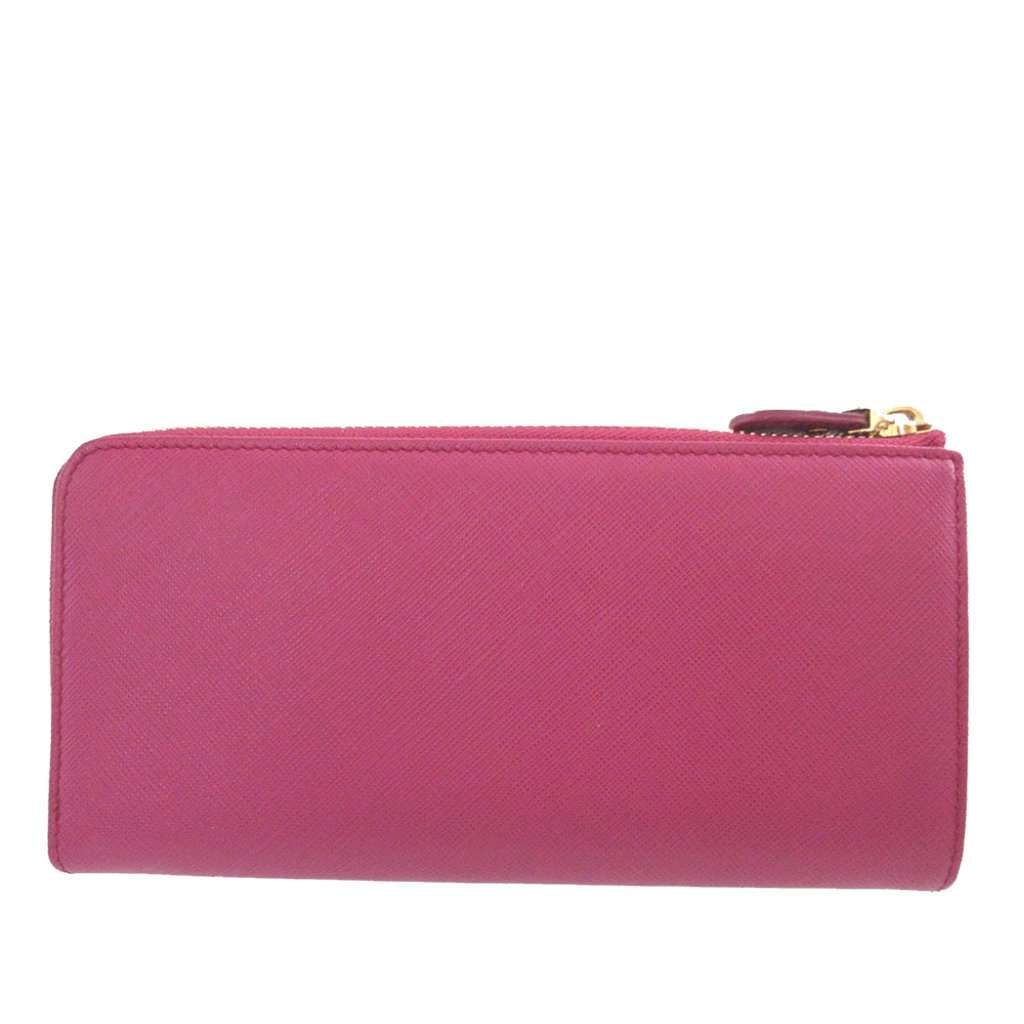 Salvatore Ferragamo Leather Vara Bow Zip Long Wallet Pink Leather Very good condition - Back View