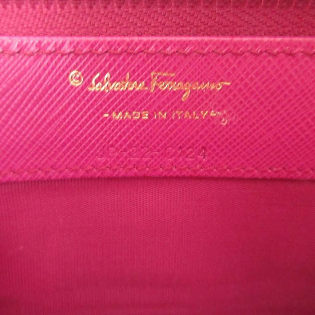 Salvatore Ferragamo Leather Vara Bow Zip Long Wallet Pink Leather Very good condition - Box View