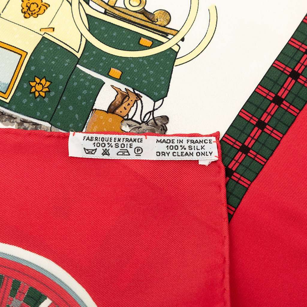 Hermès L Hiver en Poste Silk Scarf 90 White Very good - Back View