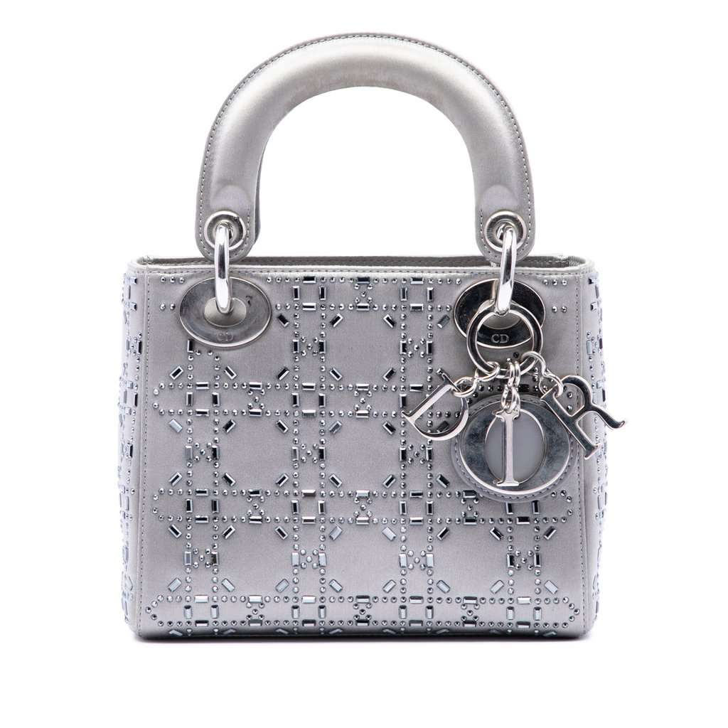 Dior Mini Satin Cannage Crystal Embellished Lady Dior MultiColor Very good condition - Front View