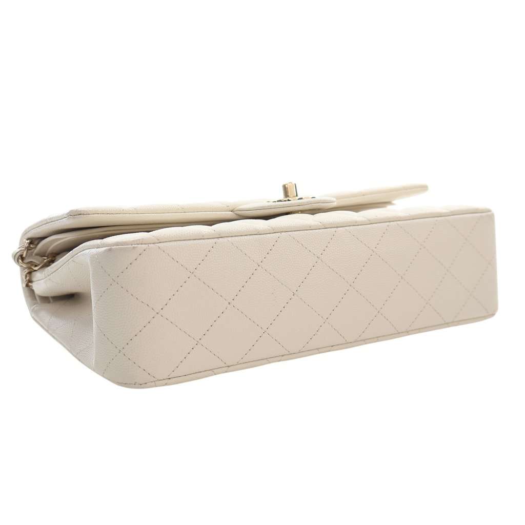 Chanel Medium Classic Caviar Double Flap White Leather Very good condition - Model View