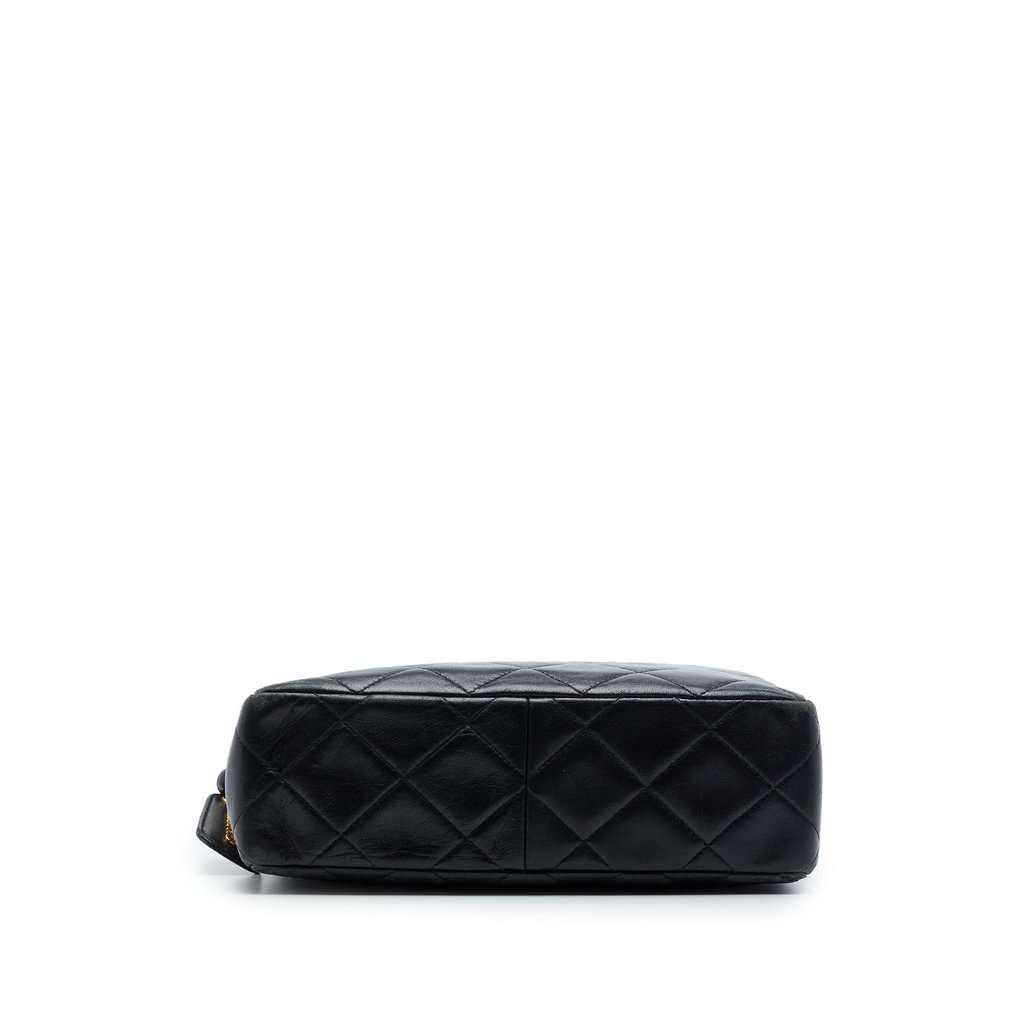 Chanel CC Quilted Lambskin Twisted Strap Crossbody Black Leather Very good condition - Inside View