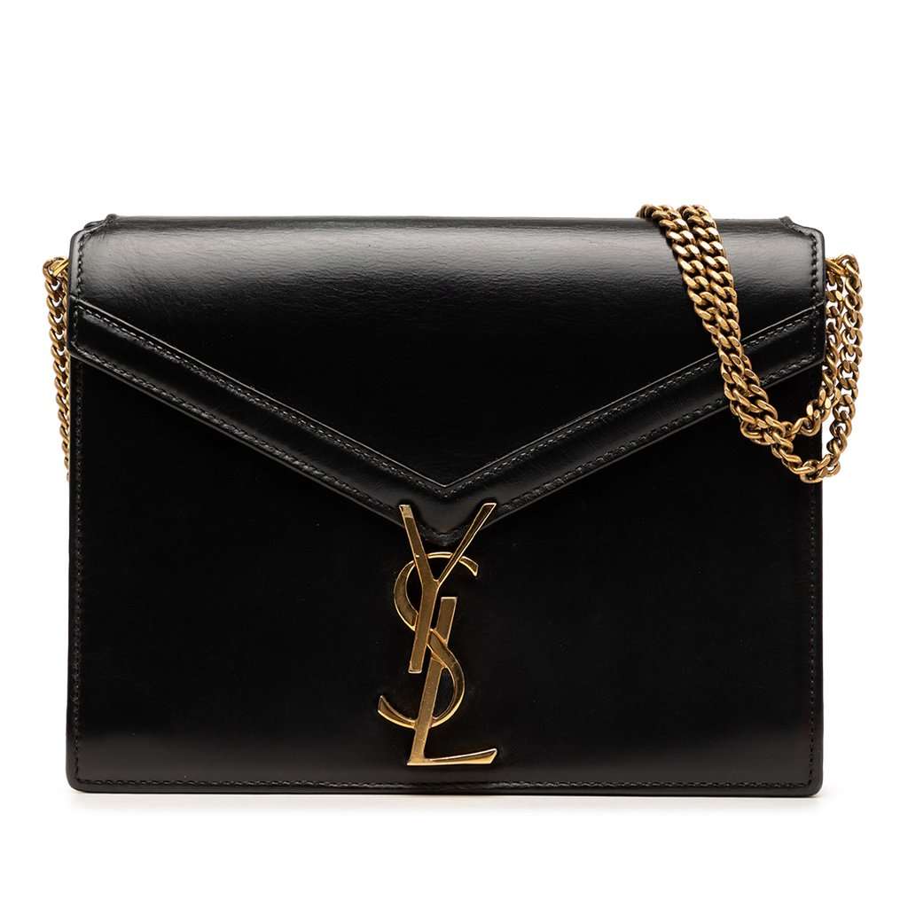 Saint Laurent Smooth Calfskin Monogram Cassandra Clasp Bag Black Leather Very good condition - Front View