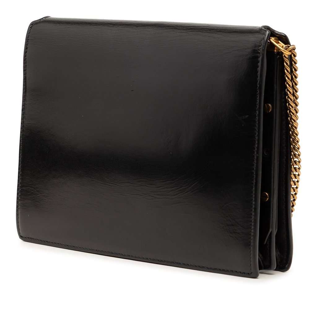 Saint Laurent Smooth Calfskin Monogram Cassandra Clasp Bag Black Leather Very good condition - Back View