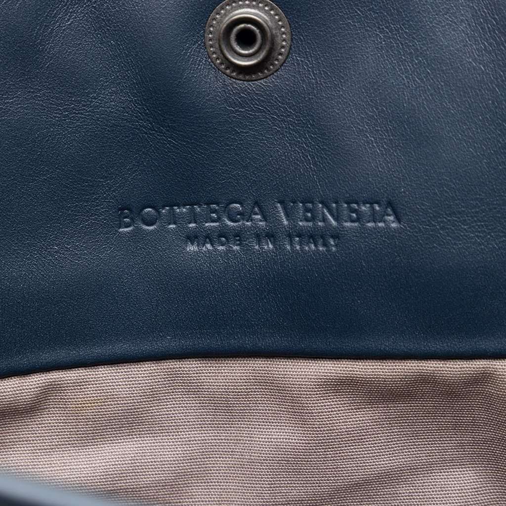 Bottega Veneta Nappa Intrecciato Belt Strap Tote Blue Leather Very good condition - Box View