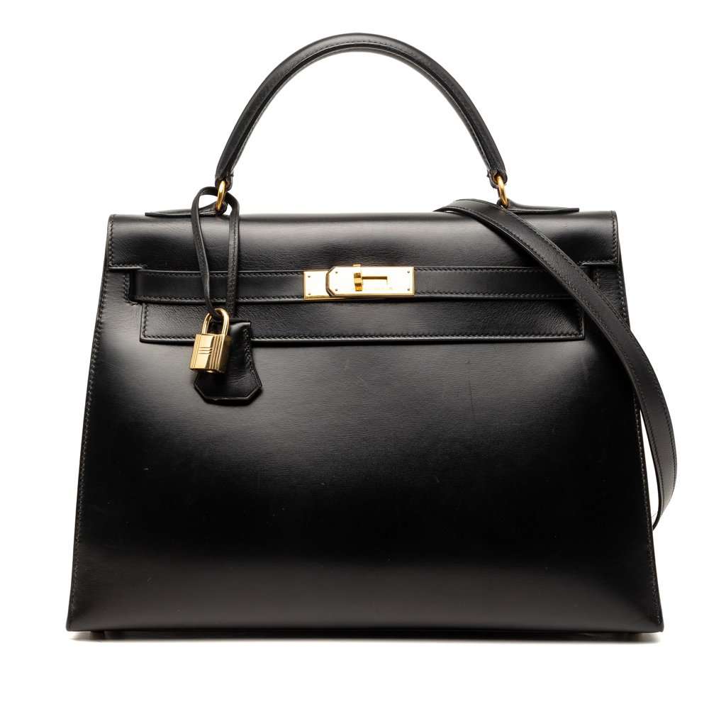 Hermès Box Calf Kelly Sellier 32 Black Leather Very good condition - Front View