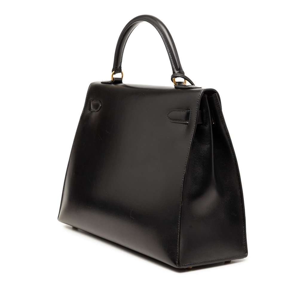 Hermès Box Calf Kelly Sellier 32 Black Leather Very good condition - Back View