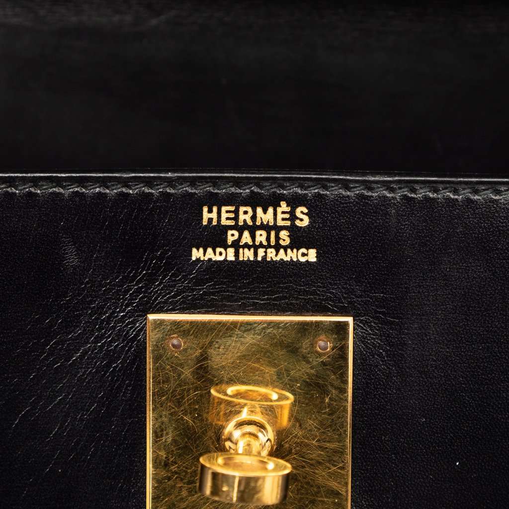 Hermès Box Calf Kelly Sellier 32 Black Leather Very good condition - Box View