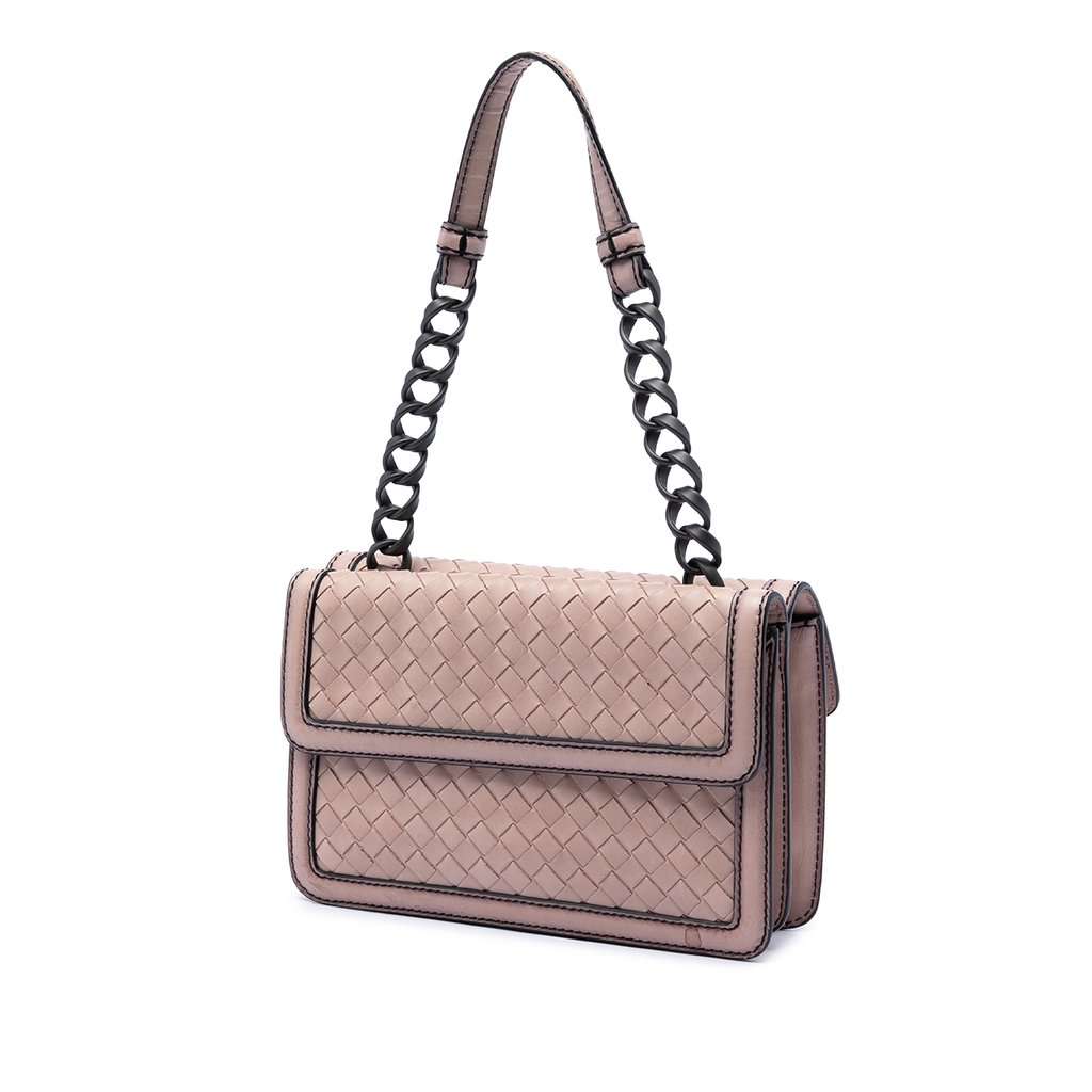 Bottega Veneta Nappa Intrecciato Mirror Lens Double Sided Flap Shoulder Bag Brown Leather Very good - Back View