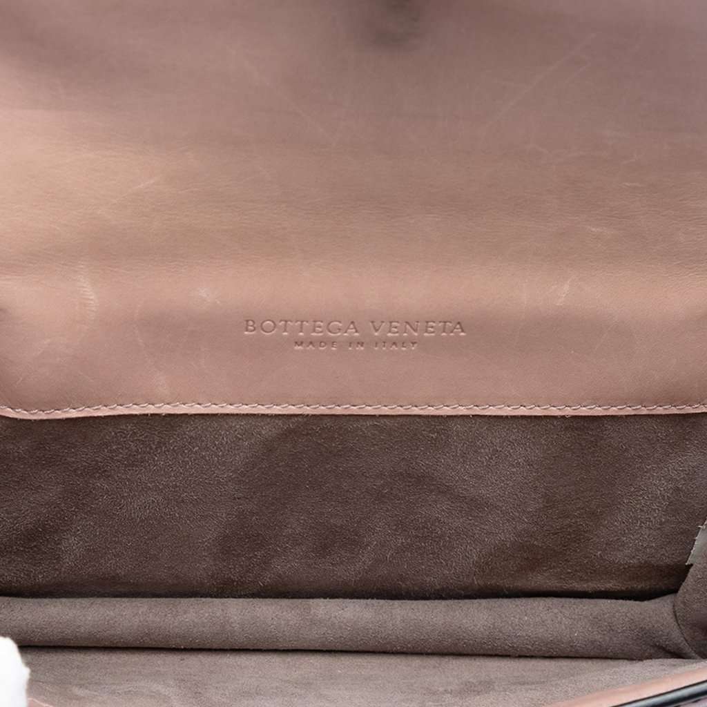 Bottega Veneta Nappa Intrecciato Mirror Lens Double Sided Flap Shoulder Bag Brown Leather Very good - Model View