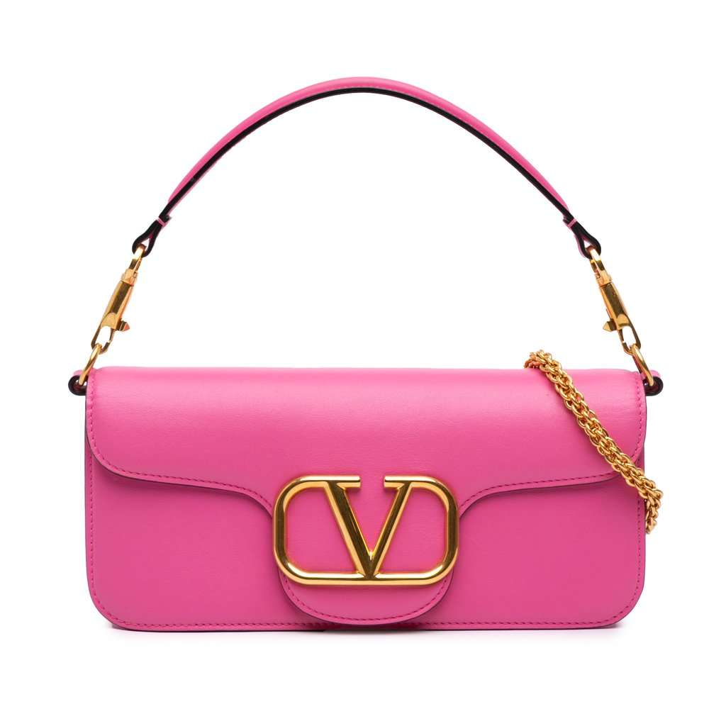 Valentino Medium Calfskin VLogo Loco Satchel Pink Leather Very good condition - Front View