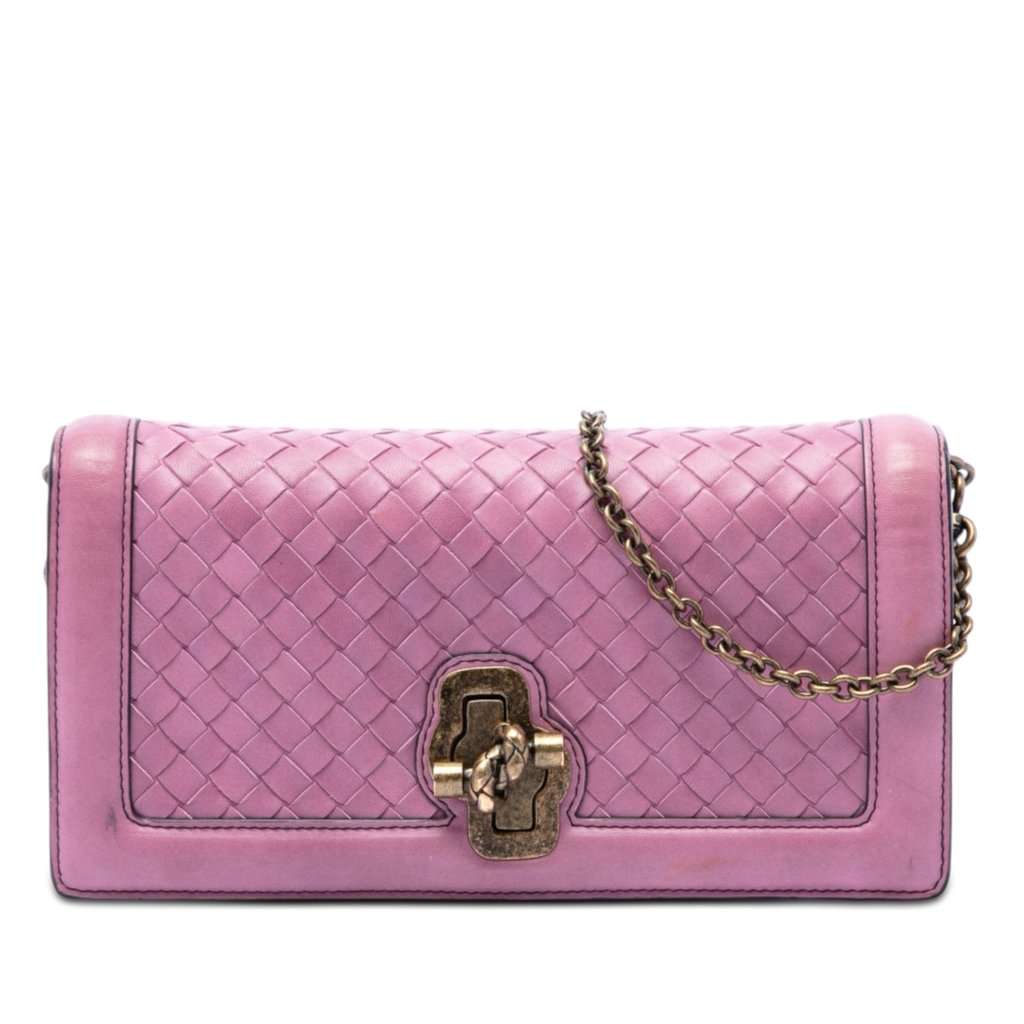 Bottega Veneta Nappa Intrecciato Olimpia Knot Shoulder Bag Pink Leather Very good - Front View