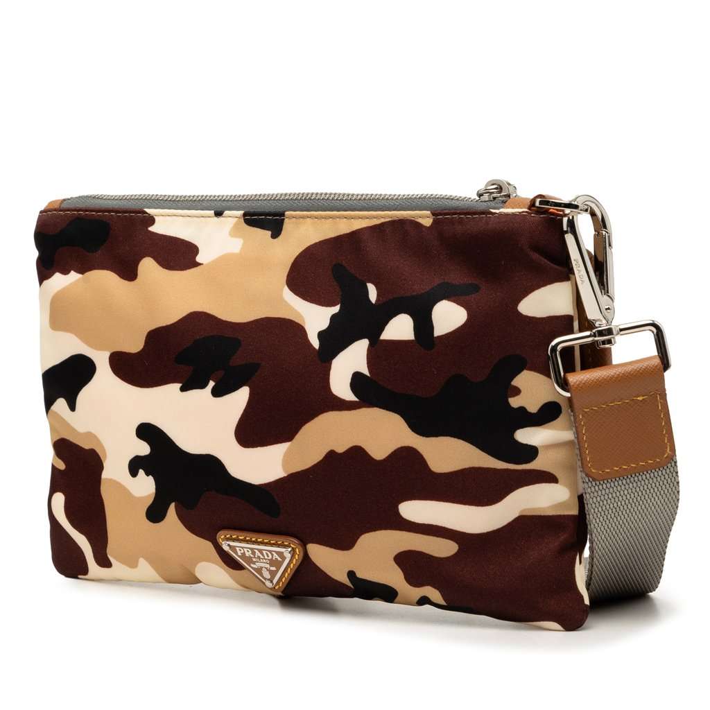 Prada Tessuto Camouflage Clutch Beige Very good condition - Back View