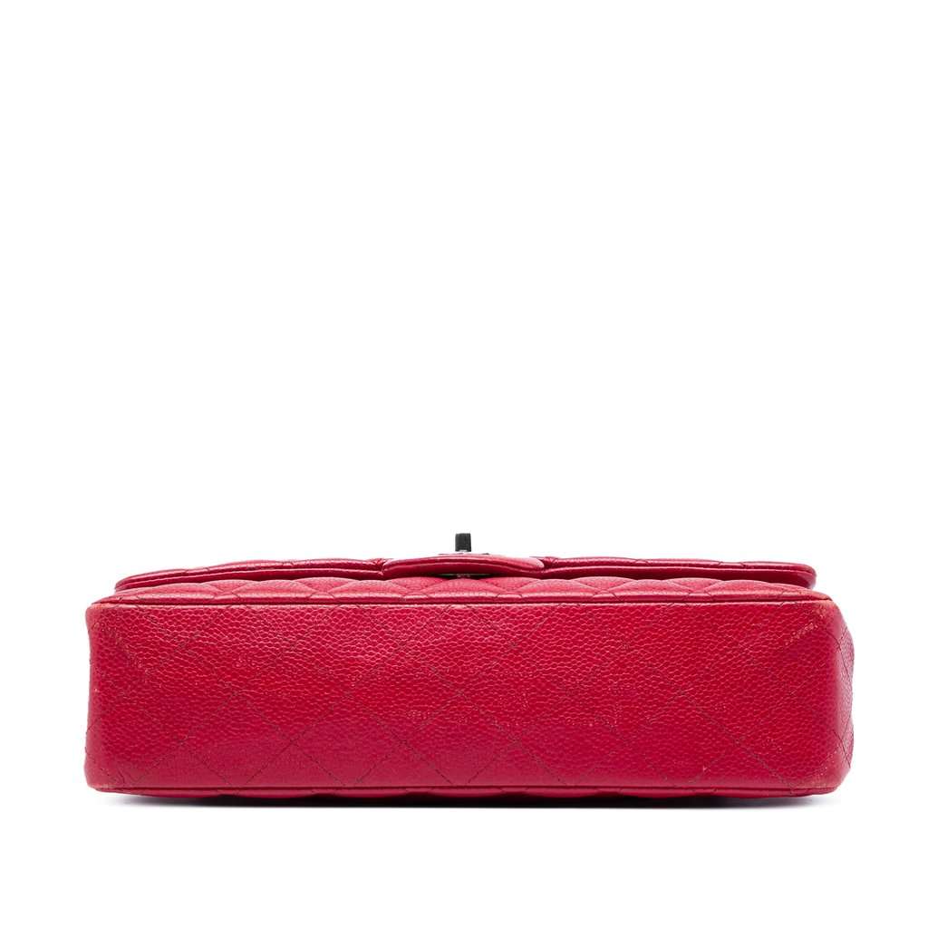 Chanel Medium Classic Caviar Double Flap Red Leather Very good condition - Inside View