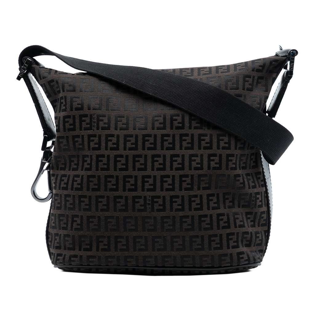 Fendi Zucchino Canvas Shoulder Bag Brown Very good condition - Front View