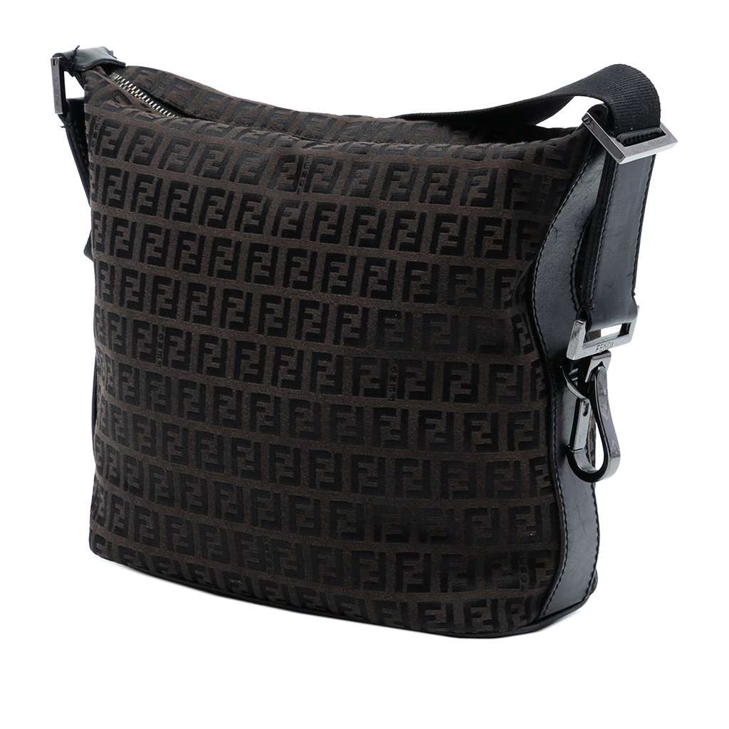 Fendi Zucchino Canvas Shoulder Bag Brown Very good condition - Back View