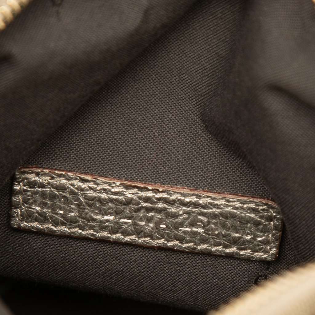 Fendi Mini Zucchino Canvas Forever Studded Bauletto Boston Bag Beige Very good - Box View