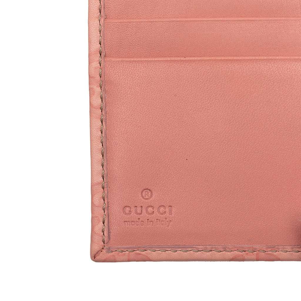 Gucci Guccissima Metal Bar French Flap Wallet Pink Leather Very good condition - Box View