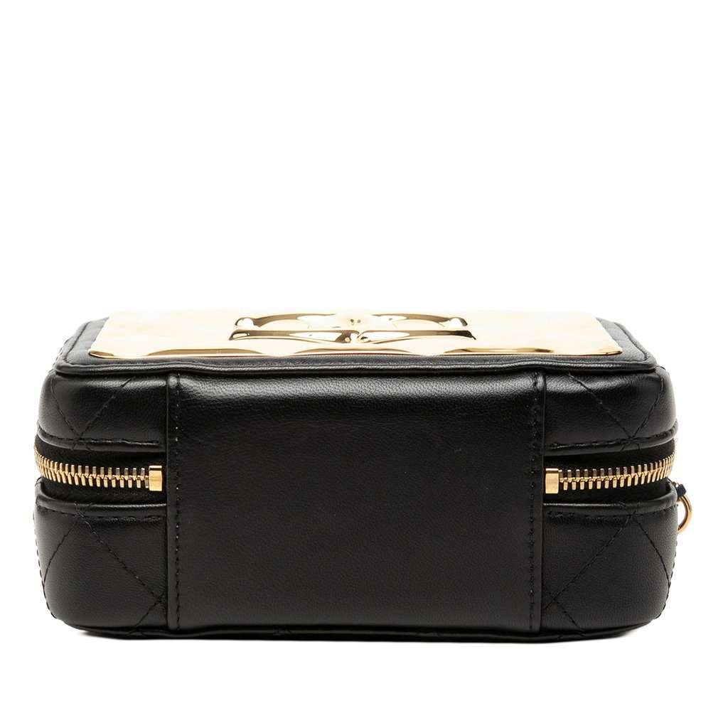Chanel Mini CC Quilted Lambskin and Golden Plate Vanity Crossbody Black Leather Very good - Inside View