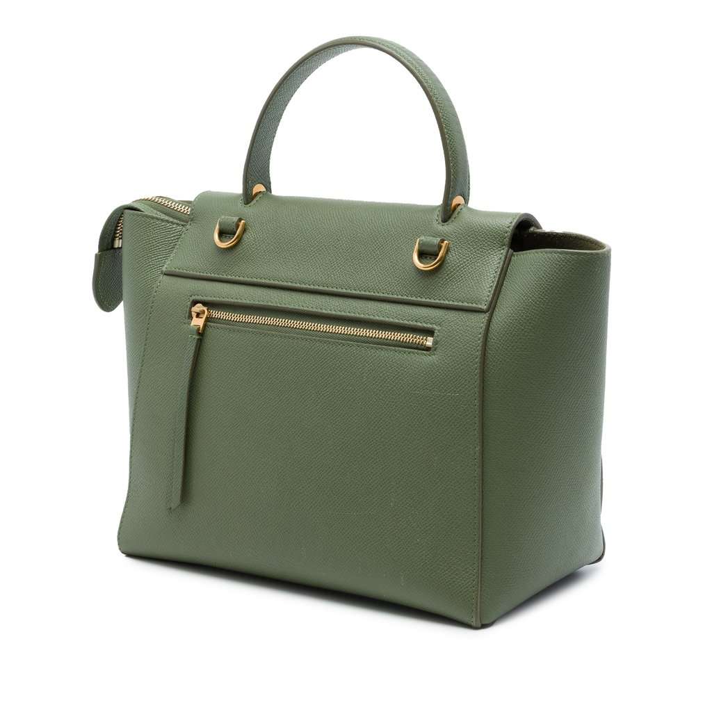 Celine Micro Grained Calfskin Belt Bag Green Leather Very good - Back View