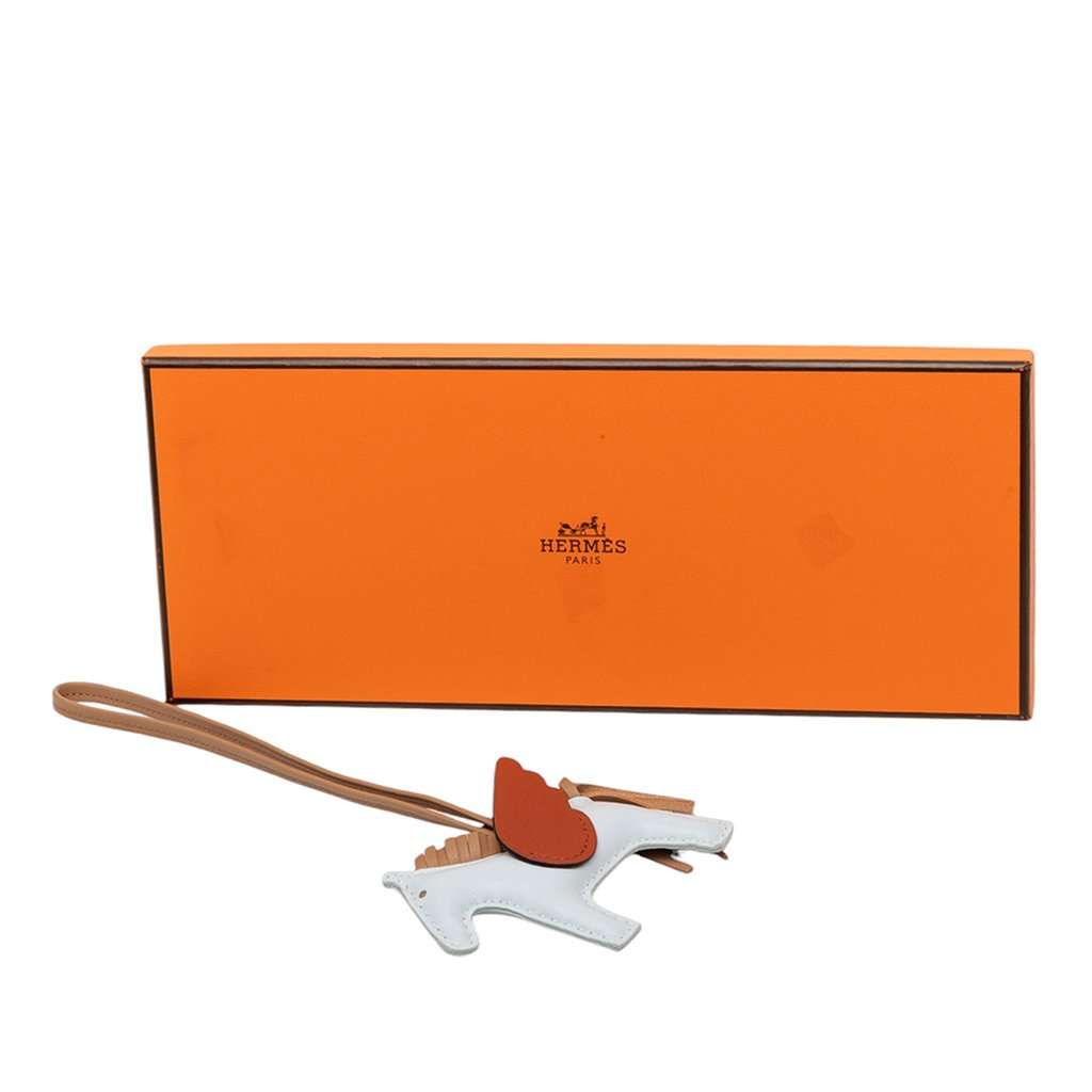 Hermès Milo Lambskin and Swift Grigri Rodeo Pegase Bag Charm PM Blue Leather Very good condition - Box View