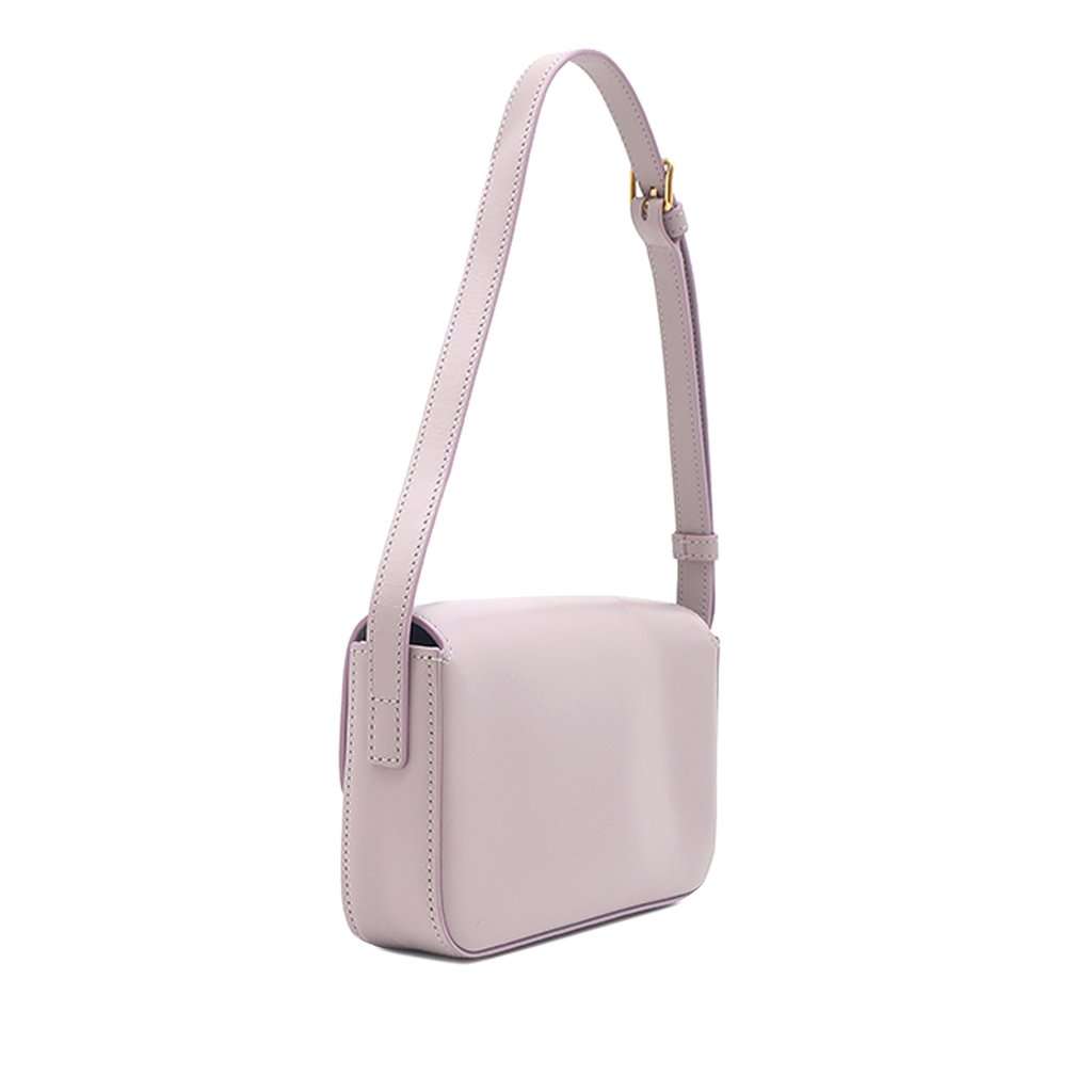 Celine Shiny Calfskin Triomphe Claude Shoulder Bag Purple Leather Very good - Back View