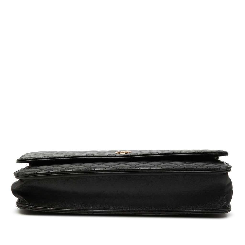 Chanel Quilted Lambskin Crest Wallet On Chain Black Leather Very good condition - Inside View