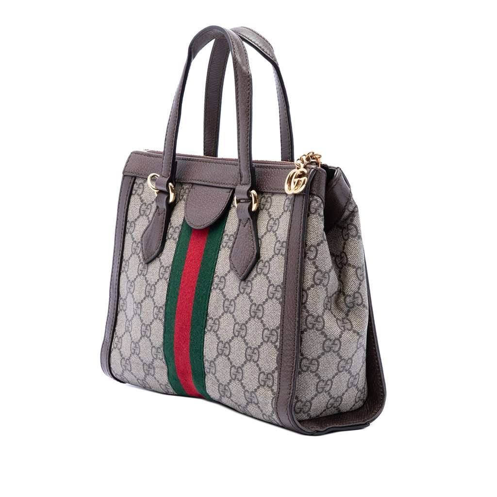 Gucci Small GG Supreme Ophidia Satchel Beige Very good condition - Back View