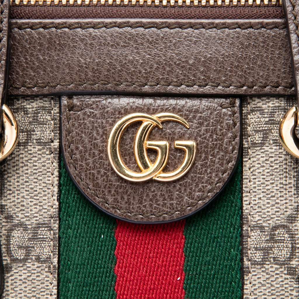 Gucci Small GG Supreme Ophidia Satchel Beige Very good condition - Box View