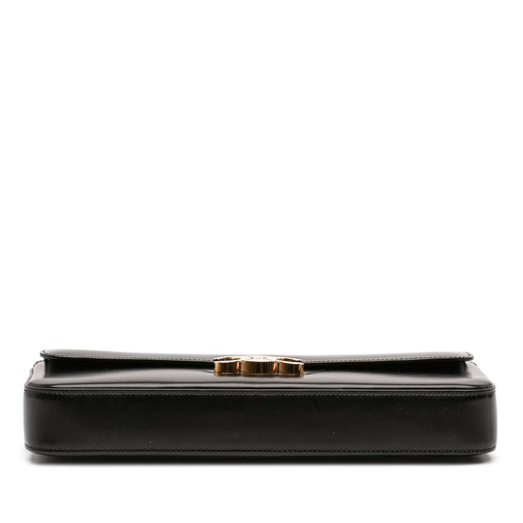 Celine Shiny Calfskin Triomphe Chain Shoulder Bag Black Leather Very good - Inside View