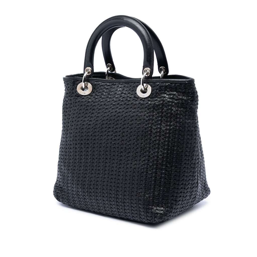Dior Medium Woven Calfskin Soft Lady Dior Black Leather Very good condition - Back View
