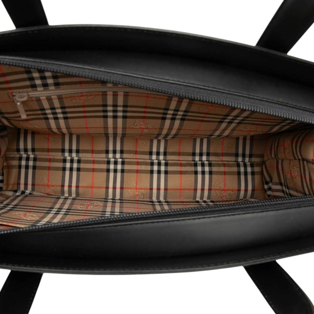 Burberry House Check Trimmed Leather Handbag Black Leather Very good condition - Model View