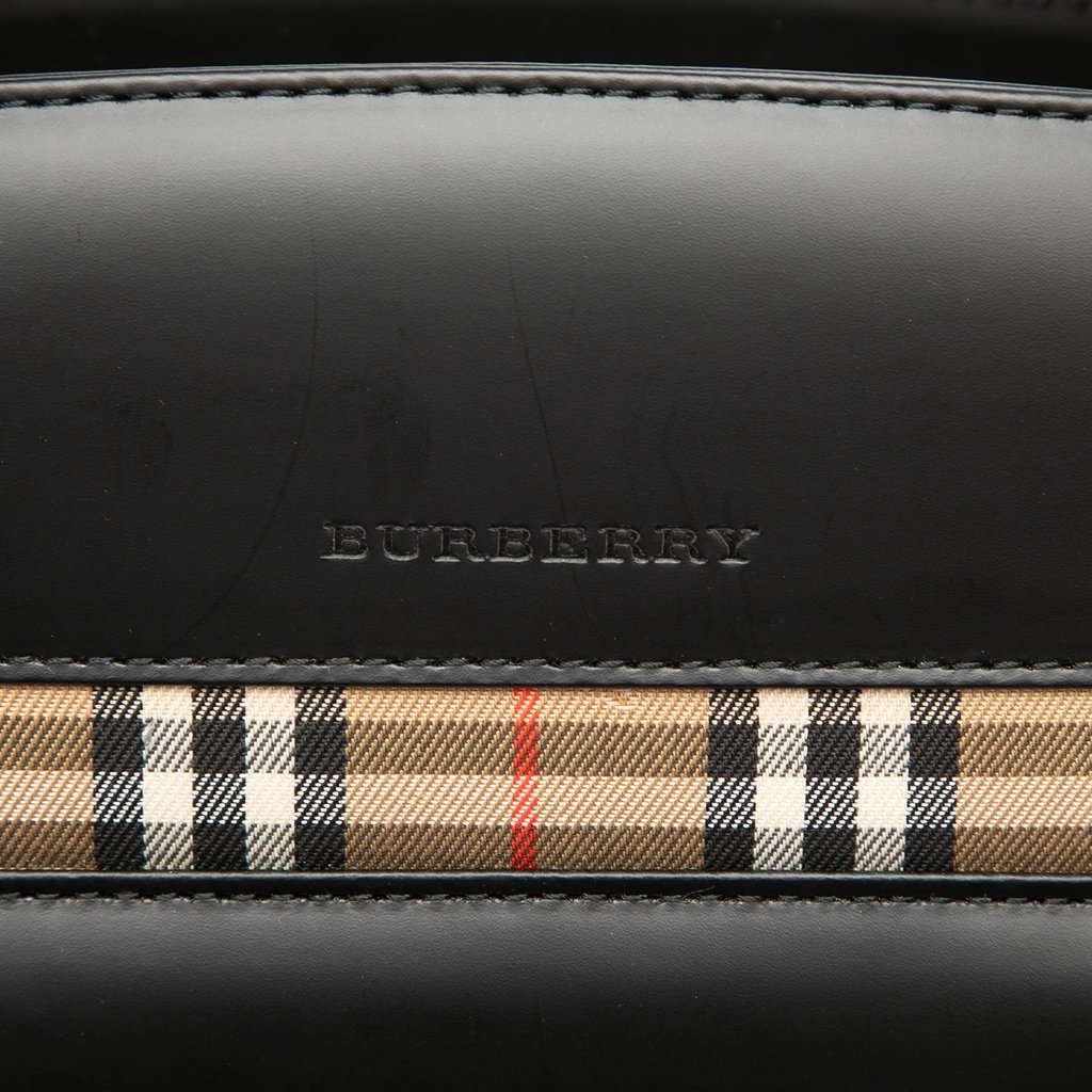 Burberry House Check Trimmed Leather Handbag Black Leather Very good condition - Box View