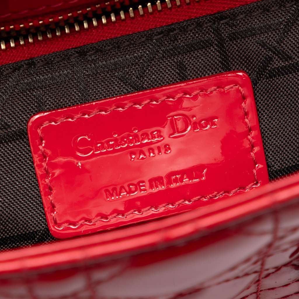 Dior Mini Patent Cannage Lady Dior Red Leather Very good condition - Box View