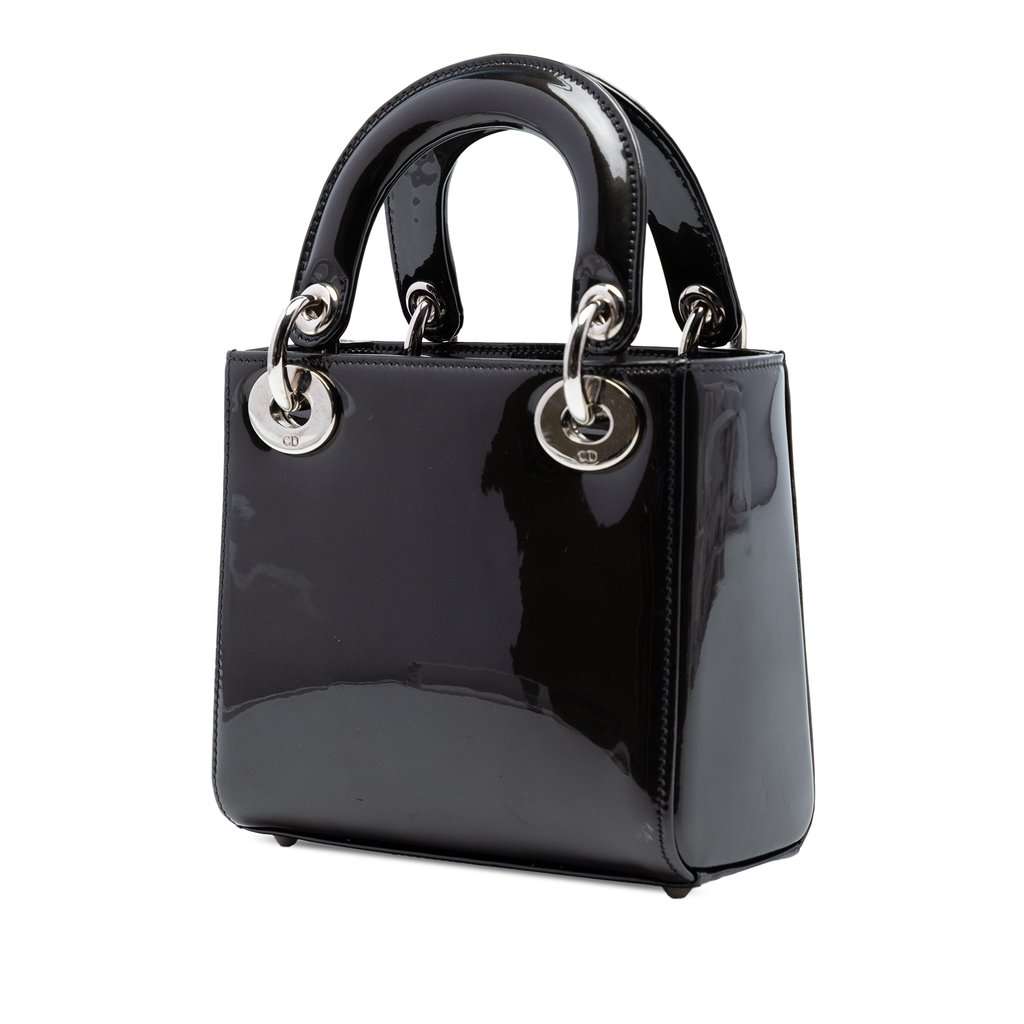 Dior Mini Patent Lady Dior Black Leather Very good condition - Back View